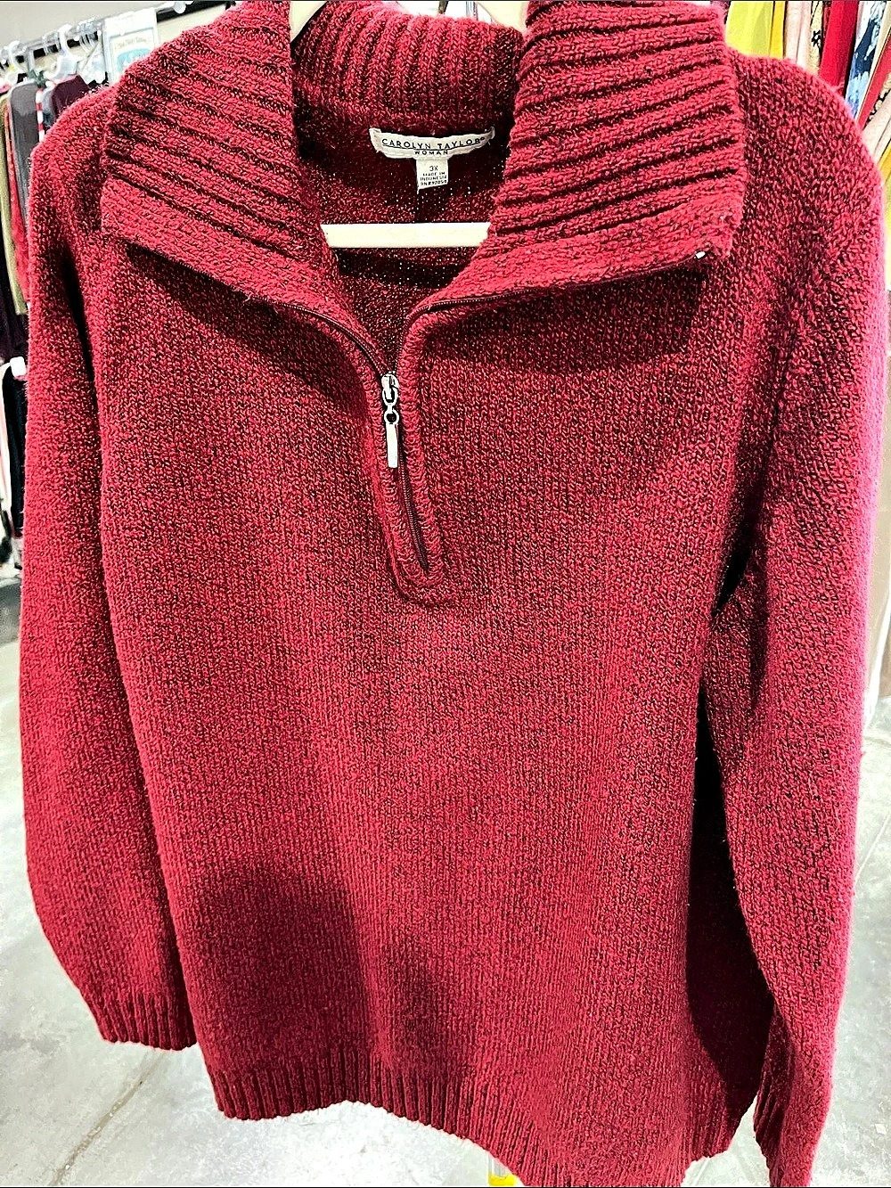 Carolyn Taylor Red Quarter-Zip Sweater Size 3X